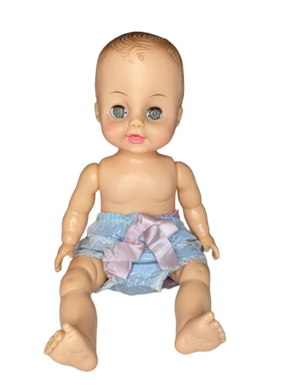 Vintage Horsman Dolls Inc 1960s Baby Doll With Blue Eyes & Pink Lips